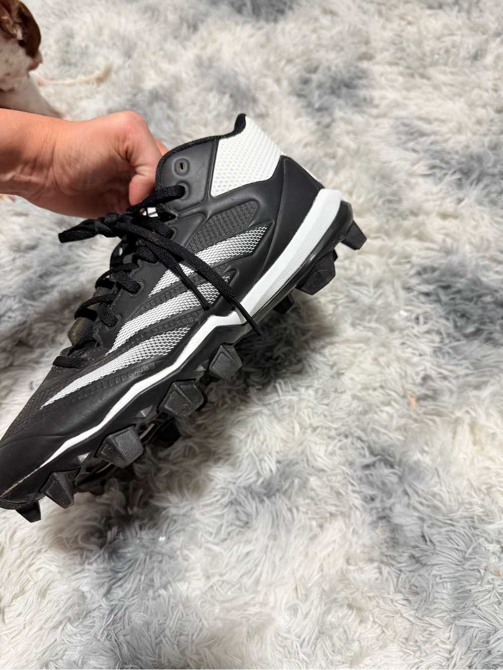 adidas Men's Black and White Cleat Athletic Shoe